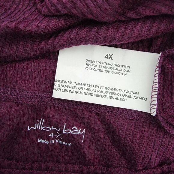 Willow Bay Top Plus Size 4X Lightweight Sheer Stretch Long Sleeve Casual Purple - Picture 5 of 6